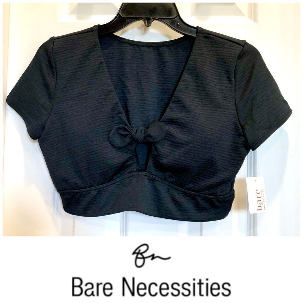 BARE NECESSITIES - NWT - L Sz L Textured Knit Crop Top/Peephole & Removable Cups